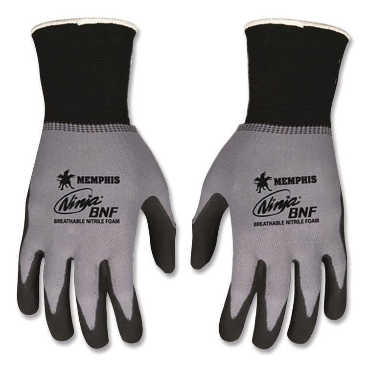 Ninja Nitrile Coating Nylon/Spandex Gloves, Small, Black/Gray, 12 Pairs