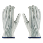 Top-Grain Leather Drivers Gloves with Shoulder-Split Cowhide Leather Back, Gunn Cut, Keystone Thumb, Large, Gray, Pair