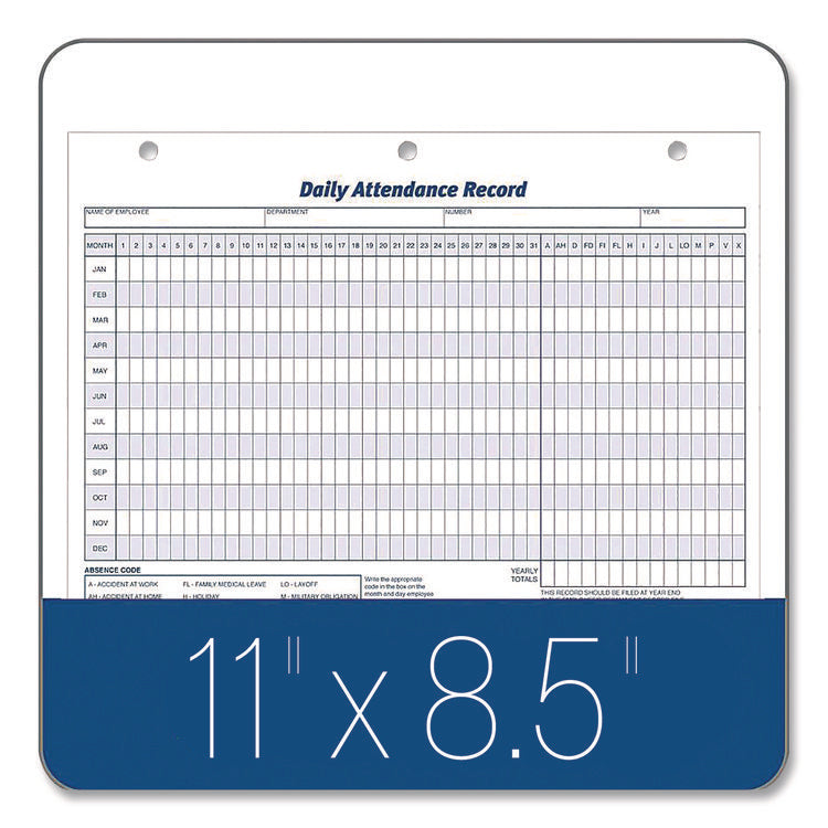 Attendance Records, One Part (No Copies), 11 x 8.5, 50 Forms Total