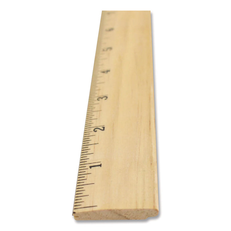 Wood Ruler With Single Metal Edge, Standard, 12" Long