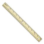 Three-Hole Punched Wood Ruler English And Metric With Metal Edge, 12" Long