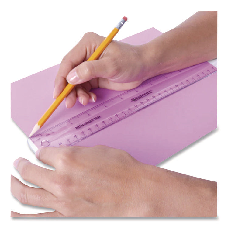 Non-Shatter Flexible Ruler, Standard/metric, 12" Long, Plastic, Clear