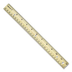 Three-Hole Punched Wood Ruler, Standard/metric, 12" (30 Cm) Long, Natural Wood, 36/box