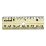 Three-Hole Punched Wood Ruler, Standard/metric, 12" (30 Cm) Long, Natural Wood, 36/box