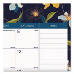 Academic 18-Month Desk Pad Calendar, Floral Artwork, 22 x 17, White/Multicolor Sheets, Black Headband, July 2025 to Dec 2026