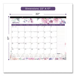 Passion Monthly Deskpad Calendar, Floral Artwork, 22 x 17, White/Multicolor Sheets, Black Binding, 12-Month (Jan-Dec): 2025