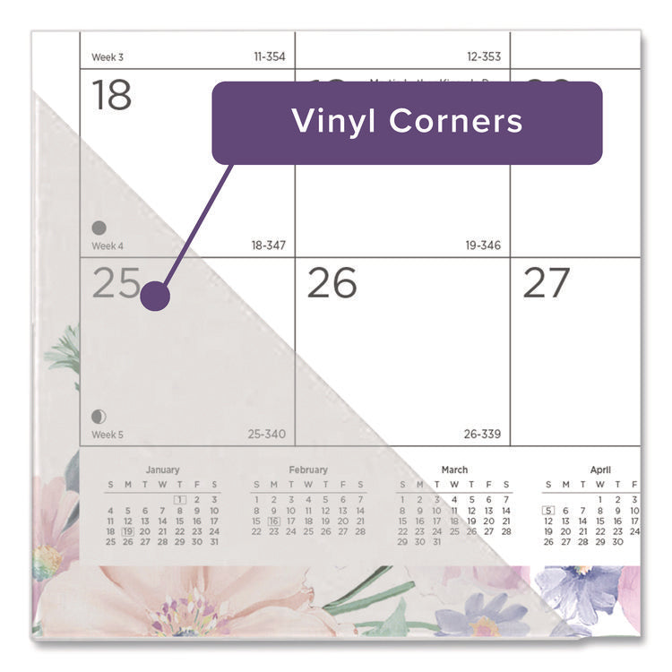 Passion Monthly Deskpad Calendar, Floral Artwork, 22 x 17, White/Multicolor Sheets, Black Binding, 12-Month (Jan-Dec): 2025