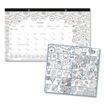Monthly Desk Pad Calendar, DoodlePlan Coloring Pages, 17.75 x 10.88, Black Binding, Clear Corners, 12-Month (Jan-Dec): 2025