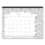 Monthly Desk Pad Calendar, DoodlePlan Coloring Pages, 22 x 17, Black Binding, Clear Corners, 12-Month (Jan to Dec): 2025