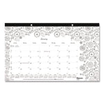 Monthly Desk Pad Calendar, DoodlePlan Coloring Pages, 17.75 x 10.88, Black Binding, Clear Corners, 12-Month (Jan-Dec): 2025