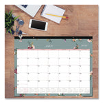 Greta Academic Year Desk Pad Calendar, Floral Artwork, 22 x 17, White/Green/Pink Sheets, 12-Month: July 2025 to June 2026