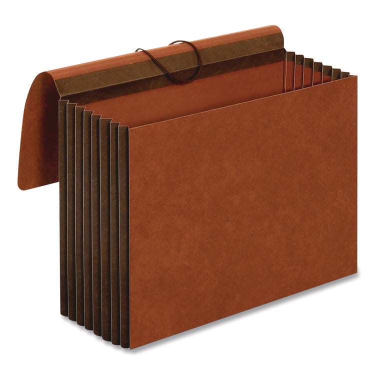 Heavy-Duty Expanding Wallet with Flap and Cord Closure, 7" Expansion, 1 Pocket, Letter Size, Redrope