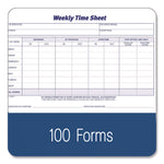 Weekly Time Sheets, Two-Part Carbonless, 8.5 x 5.5, 100 Forms Total