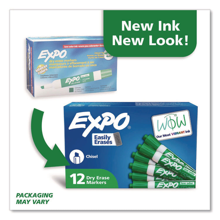 Low-Odor Dry-Erase Marker, Broad Chisel Tip, Green, Dozen