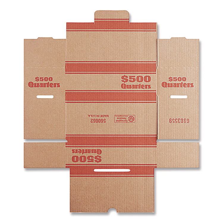Quarters Coin Box, Cardboard, Kraft/Orange, 50/Pack
