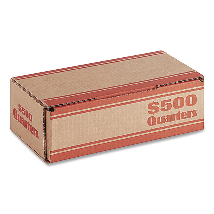 Quarters Coin Box, Cardboard, Kraft/Orange, 50/Pack