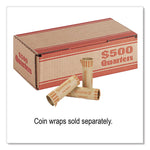 Quarters Coin Box, Cardboard, Kraft/Orange, 50/Pack