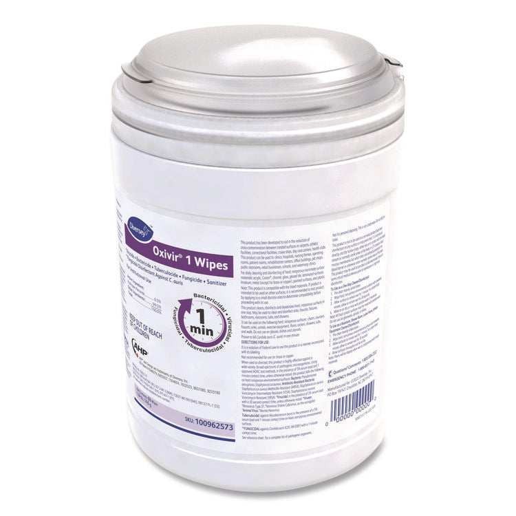 Oxivir 1 Wipes, 1-Ply, 10 x 10, Characteristic Scent, White, 60 Canister, 12 Canisters/Carton