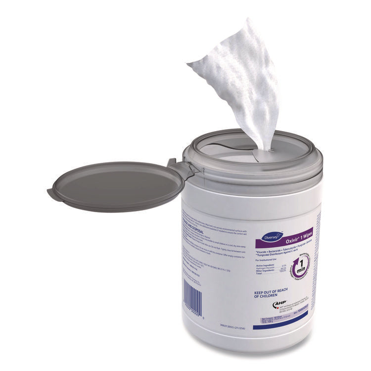 Oxivir 1 Wipes, 1-Ply, 10 x 10, Characteristic Scent, White, 60 Canister, 12 Canisters/Carton