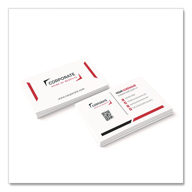 Printable Microperf Business Cards, Copier/inkjet/laser/offset, 2 X 3.5, White, Bristol, 1,000 Cards, 10/sheet, 100 Sheets/pk