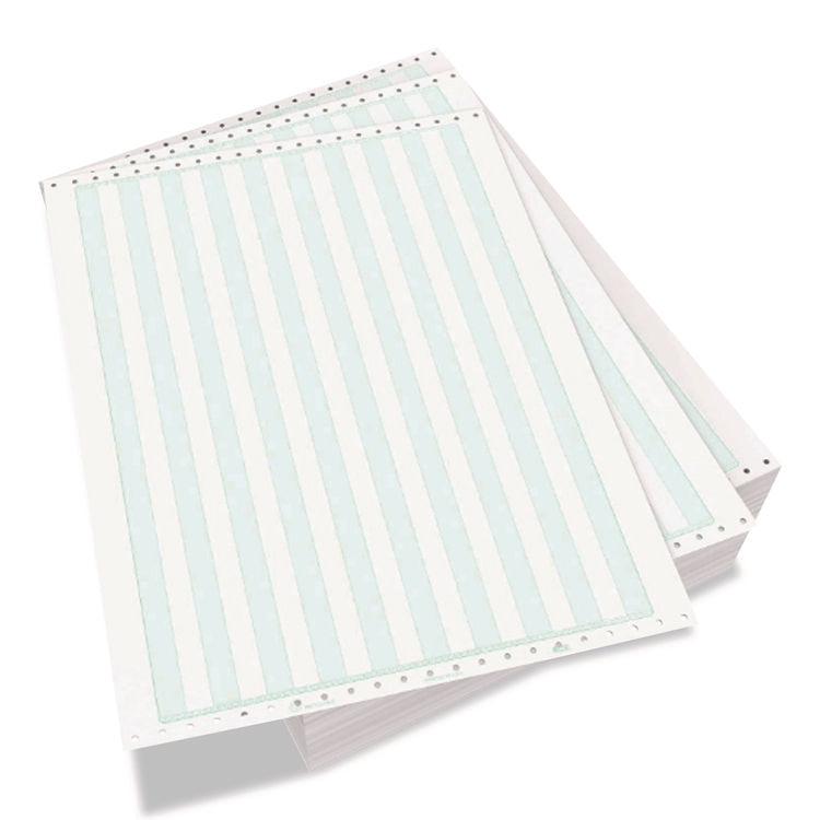 Continuous Feed Computer Paper, 1-Part, 18 lb Bond Weight, 11 x 14.88, White/Green Bar, 3,000/Carton