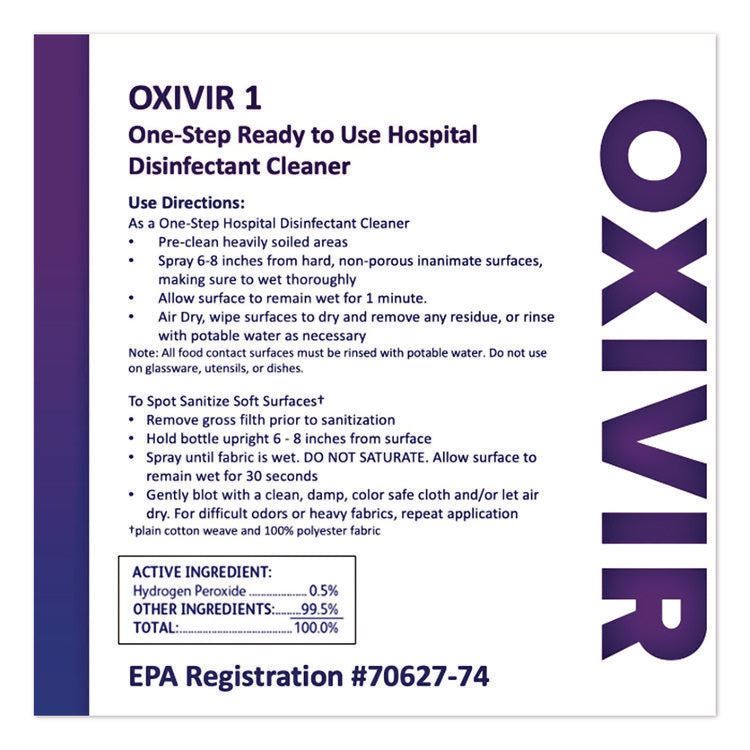 Oxivir Tb One-Step Disinfectant Cleaner, 32 Oz Bottle, 12/carton
