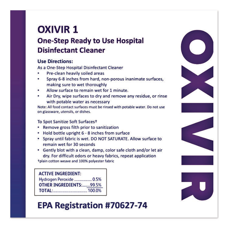 Oxivir TB Disinfectant Wipes, 7 x 6, White, 60/Canister, 12 Canisters/Carton