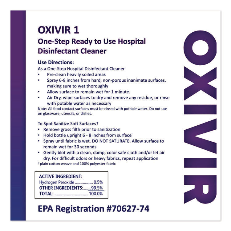 Oxivir 1 Wipes, 1-Ply, 11 x 12, Cherry Almond Scent, 160/Refill Pack, 4 Packs/Carton
