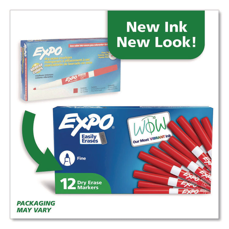 Low-Odor Dry-Erase Marker, Fine Bullet Tip, Red, Dozen