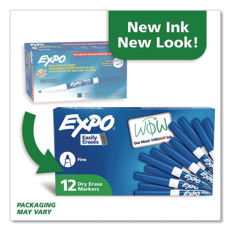 Low-Odor Dry-Erase Marker, Fine Bullet Tip, Blue, Dozen