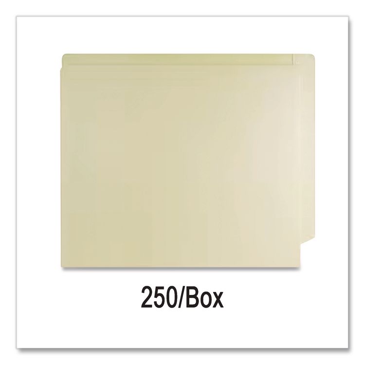 End Tab Fastener File Folder, Embossed Labeling Lines, 0.75" Expansion, 1 Fastener, Letter Size, Manila Exterior, 250/Box