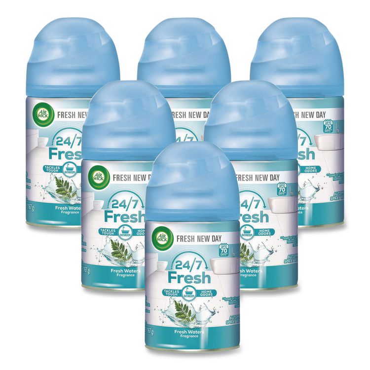 Freshmatic Ultra Automatic Spray Refill, Fresh Waters, 5.89 Oz Aerosol Spray, 6/carton