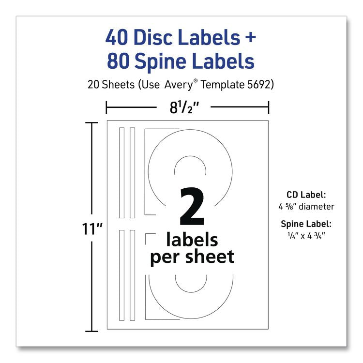 Laser Cd Labels, Matte White, 40/pack