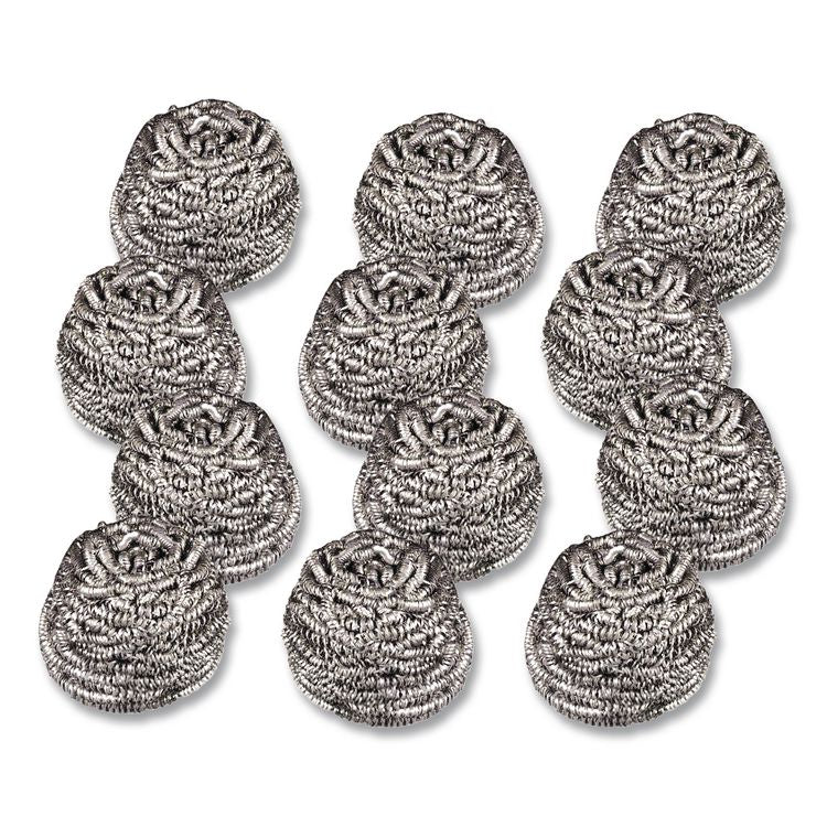Stainless Steel Scrubber, Silver, 12/carton