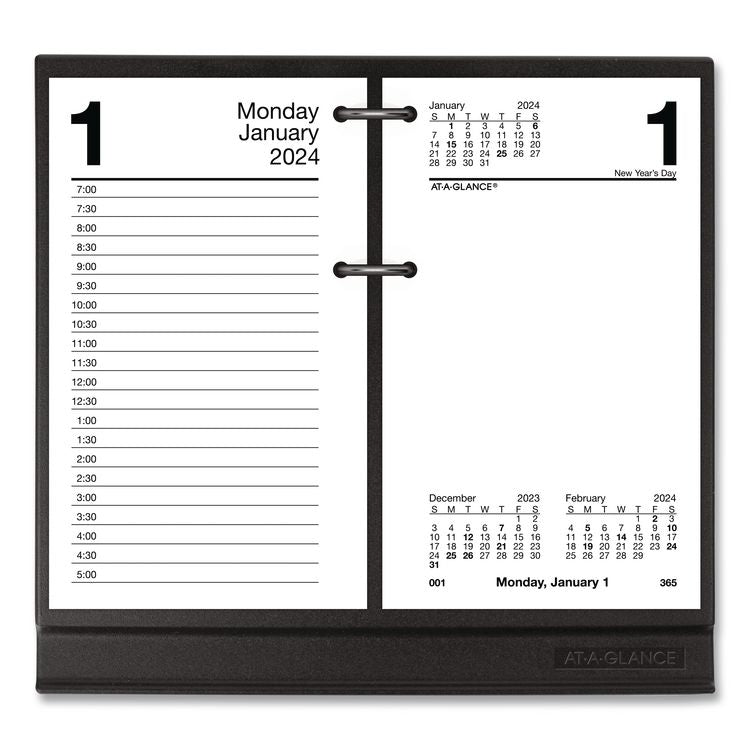 Desk Calendar Base for Loose-Leaf Refill, 3.5 x 6, Black