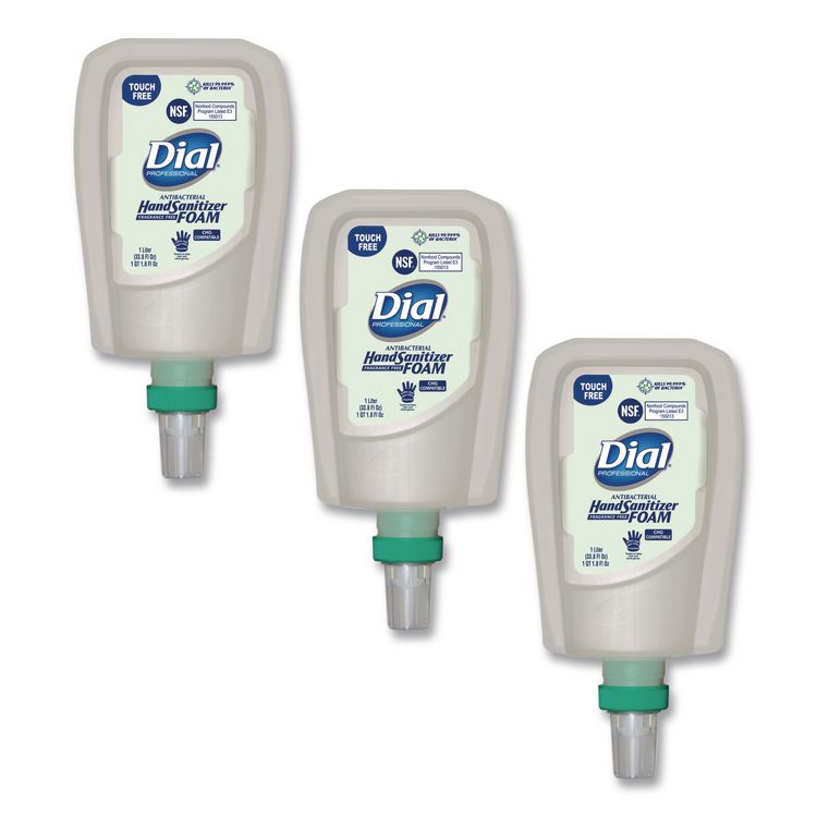 Antibacterial Foaming Hand Sanitizer Refill For Fit Touch Free Dispenser, 1 L Bottle, Fragrance-Free, 3/carton