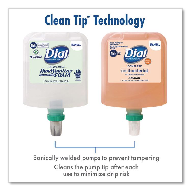 Antibacterial Gel Hand Sanitizer Refill For Dial 1700 Dispenser, 1.2 L Refill, Fragrance-Free, 3/carton