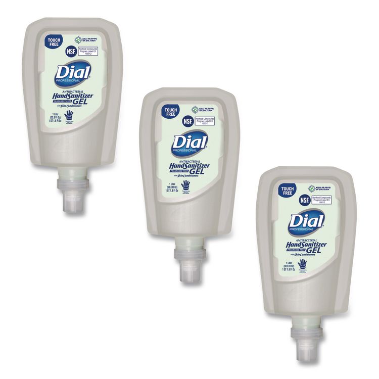 Antibacterial Gel Hand Sanitizer Refill For Fit Touch Free Dispenser, 1.2 L Bottle, Fragrance-Free, 3/carton