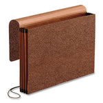 Premium Reinforced Expanding Wallet, 3.5" Expansion, 1 Section, Elastic Cord Closure, Legal Size, Red Fiber, 5/Box