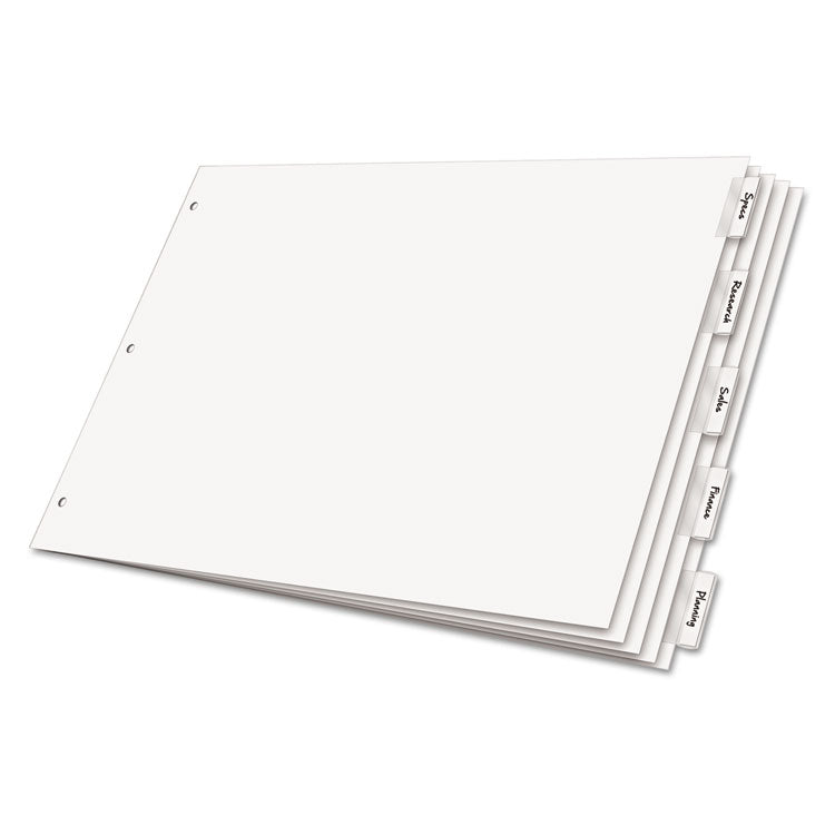 Paper Insertable Dividers, 5-Tab, 11 x 17, White, Clear Tabs, 1 Set