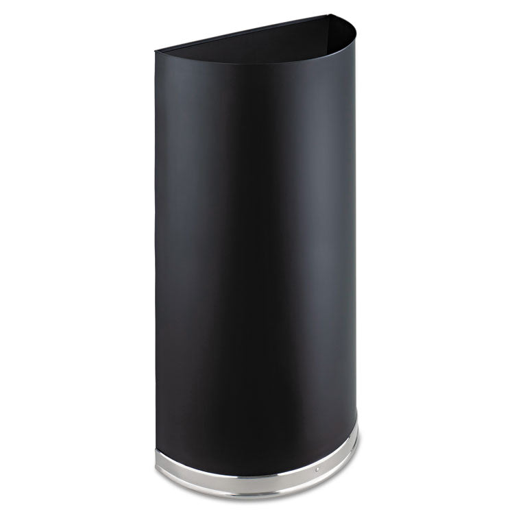Half-Round Receptacle, 15 gal, Steel, Black
