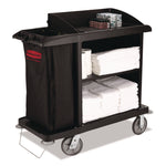 Multi-Shelf Cleaning Cart, Plastic, 4 Shelves, 1 Bin, 22" x 49" x 50", Black