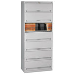 Enclosed Fixed-Shelf Lateral File with Retractable Doors, Legal/Letter Size Files, 7 Shelves, 36" x 16.5" x 87", Light Gray