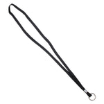 Deluxe Lanyards, Metal Ring Fastener, 36" Long, Black, 24/Box