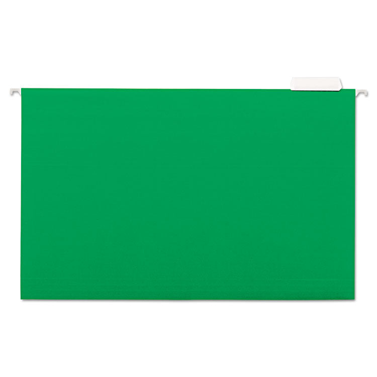 Deluxe Bright Color Hanging File Folders, Legal Size, 1/5-Cut Tabs, Bright Green, 25/Box