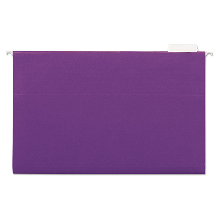 Deluxe Bright Color Hanging File Folders, Legal Size, 1/5-Cut Tabs, Violet, 25/Box