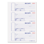Durable Hardcover Numbered Money Receipt Book, Two-Part Carbonless, 6.88 x 2.75, 4 Forms/Sheet, 300 Forms Total