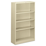 Metal Bookcase, Four-Shelf, 34.5w x 12.63d x 59h, Putty