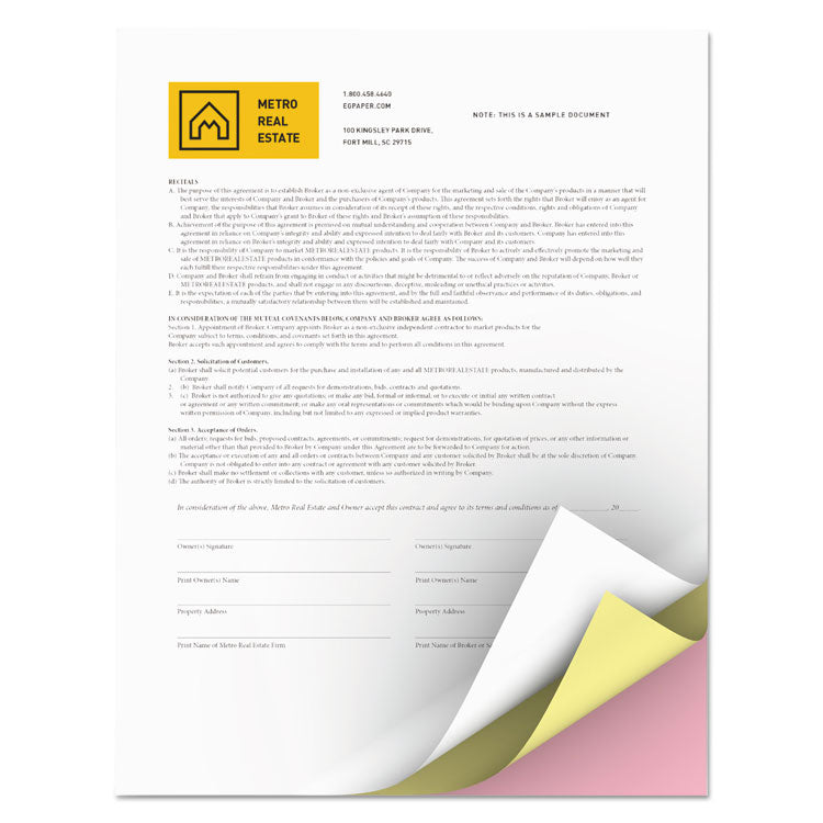 Revolution Carbonless 3-Part Paper, 8.5 x 11, Pink/Canary/White, 5,010/Carton