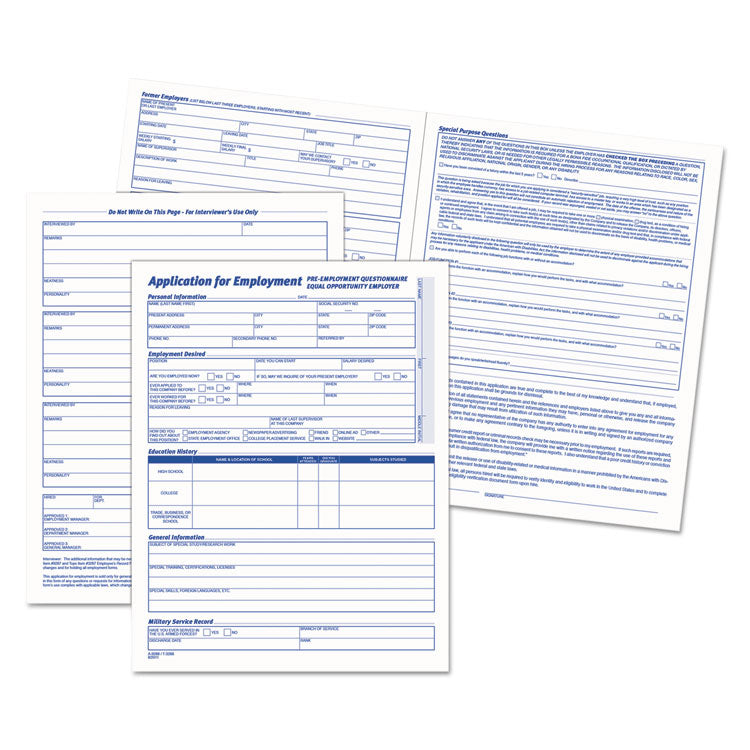 Comprehensive Employee Application Form, One-Part (No Copies), 17 x 11, 25 Forms Total